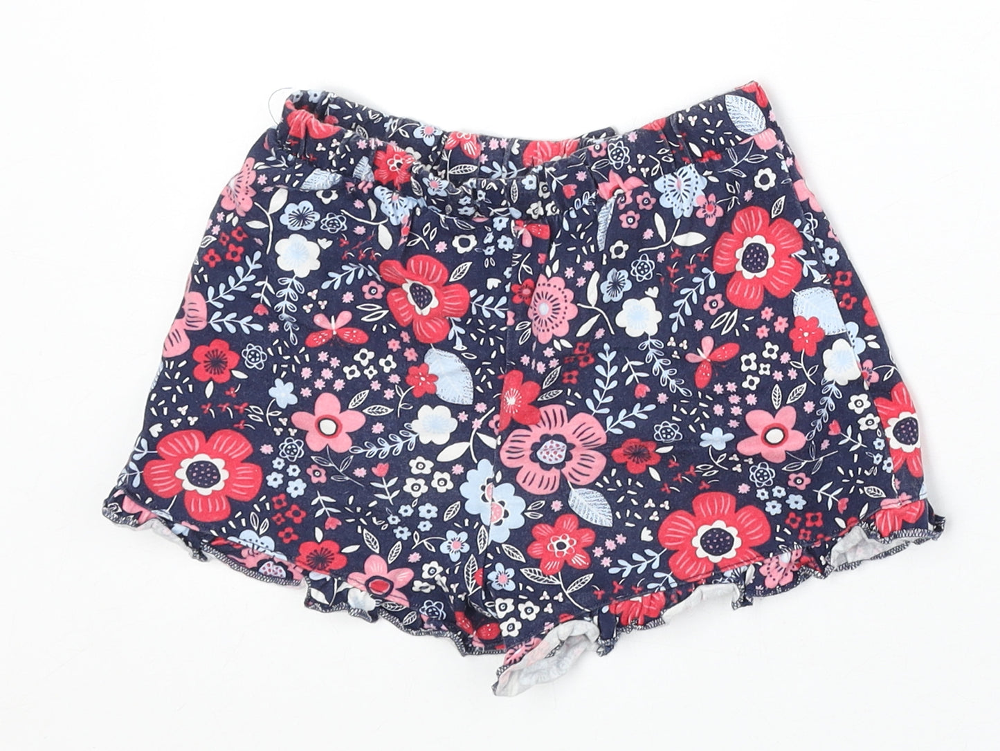 George Girls Blue Floral 100% Cotton Culotte Shorts Size 3-4 Years Regular
