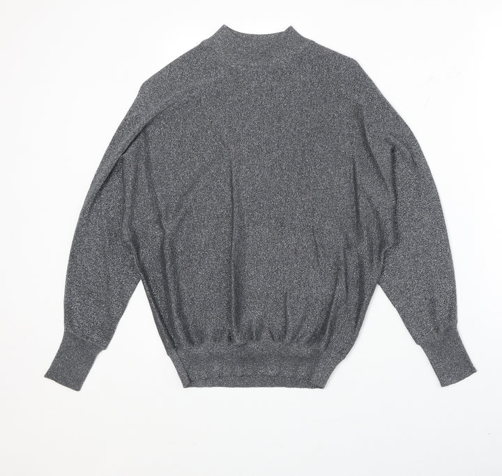 Marks and Spencer Womens Silver Round Neck Polyester Pullover Jumper Size S