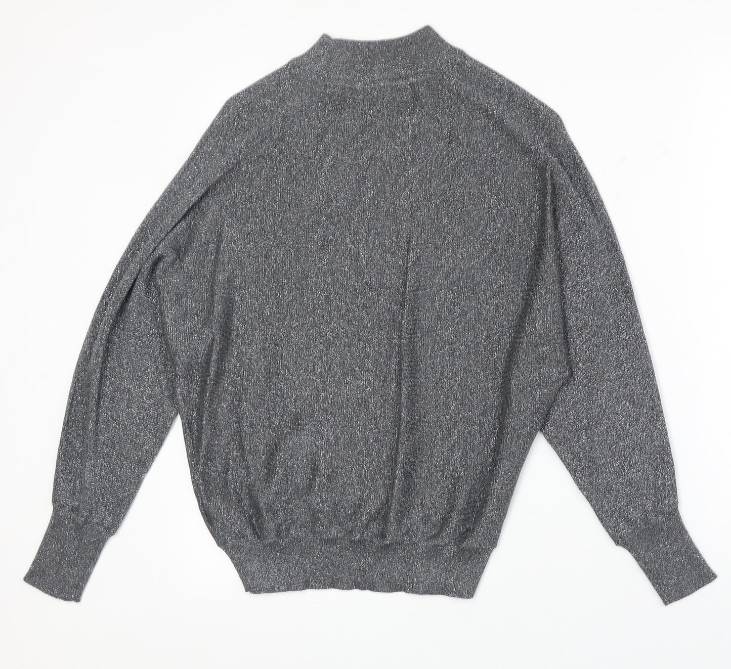 Marks and Spencer Womens Silver Round Neck Polyester Pullover Jumper Size S