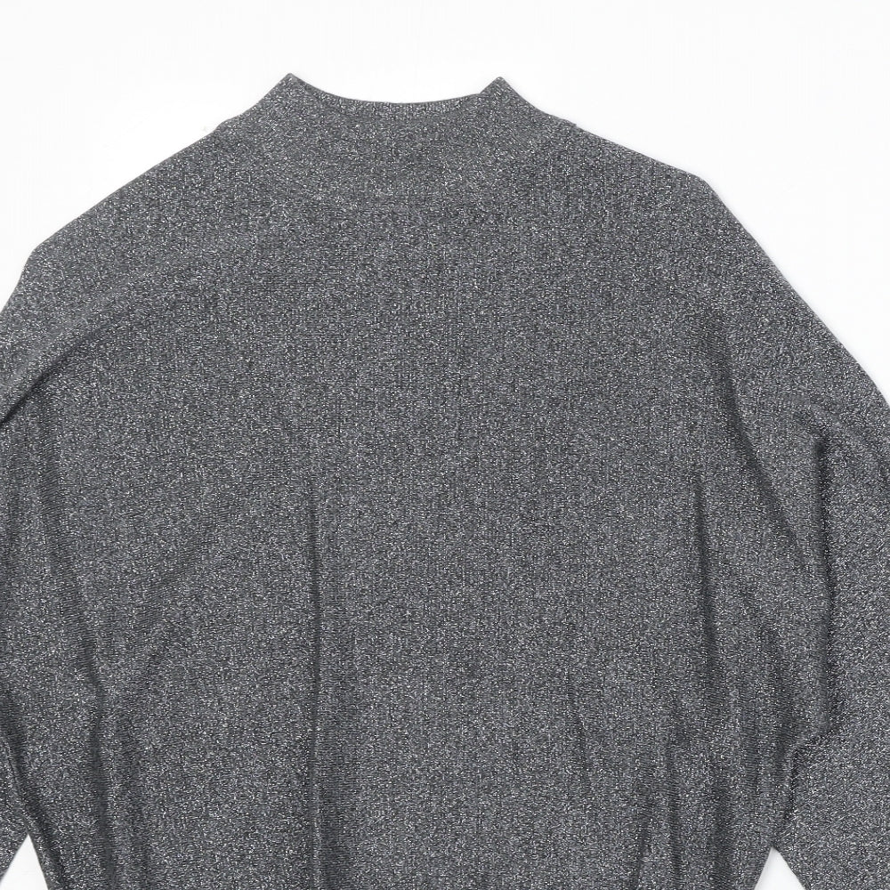 Marks and Spencer Womens Silver Round Neck Polyester Pullover Jumper Size S