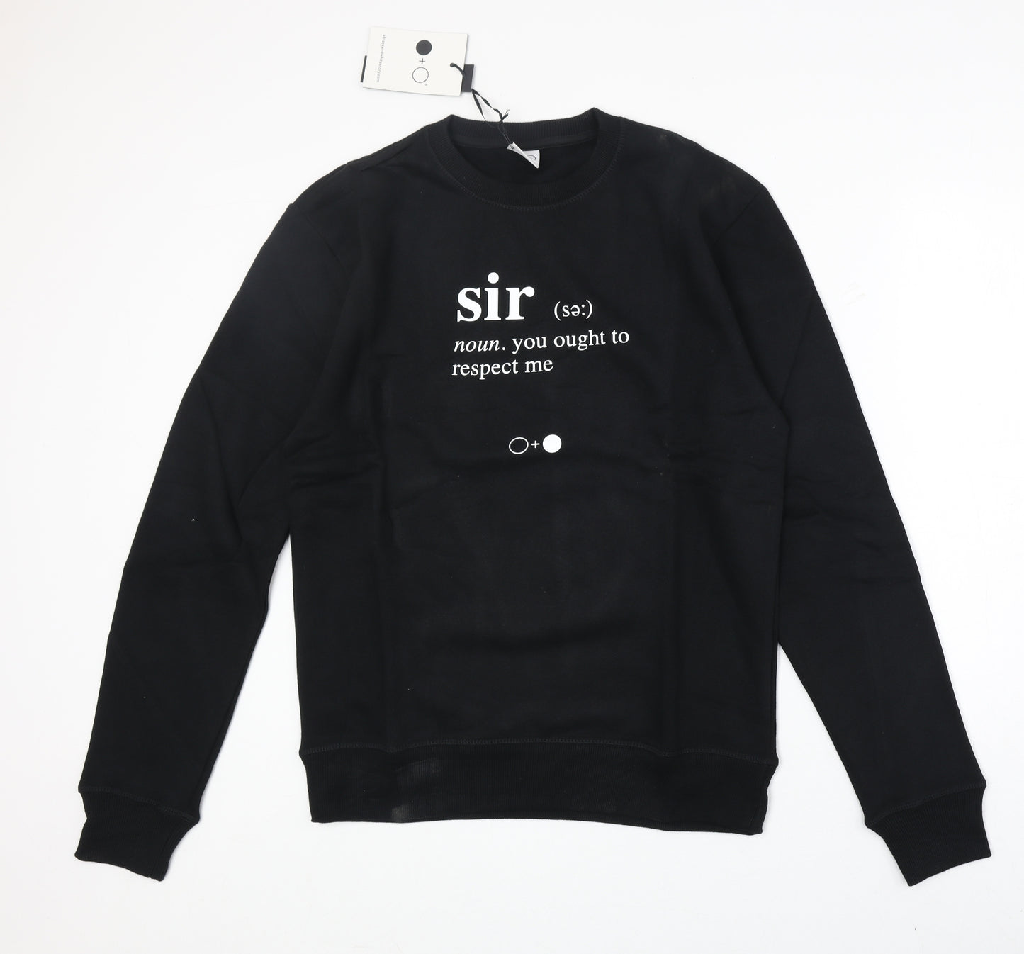 Black and White Society Mens Black Cotton Pullover Sweatshirt Size L - Sir Definition