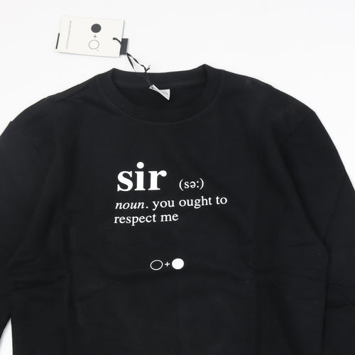 Black and White Society Mens Black Cotton Pullover Sweatshirt Size L - Sir Definition