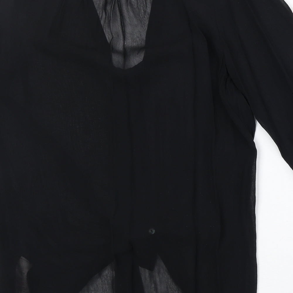 New Look Womens Black Viscose Basic Button-Up Size 10 V-Neck