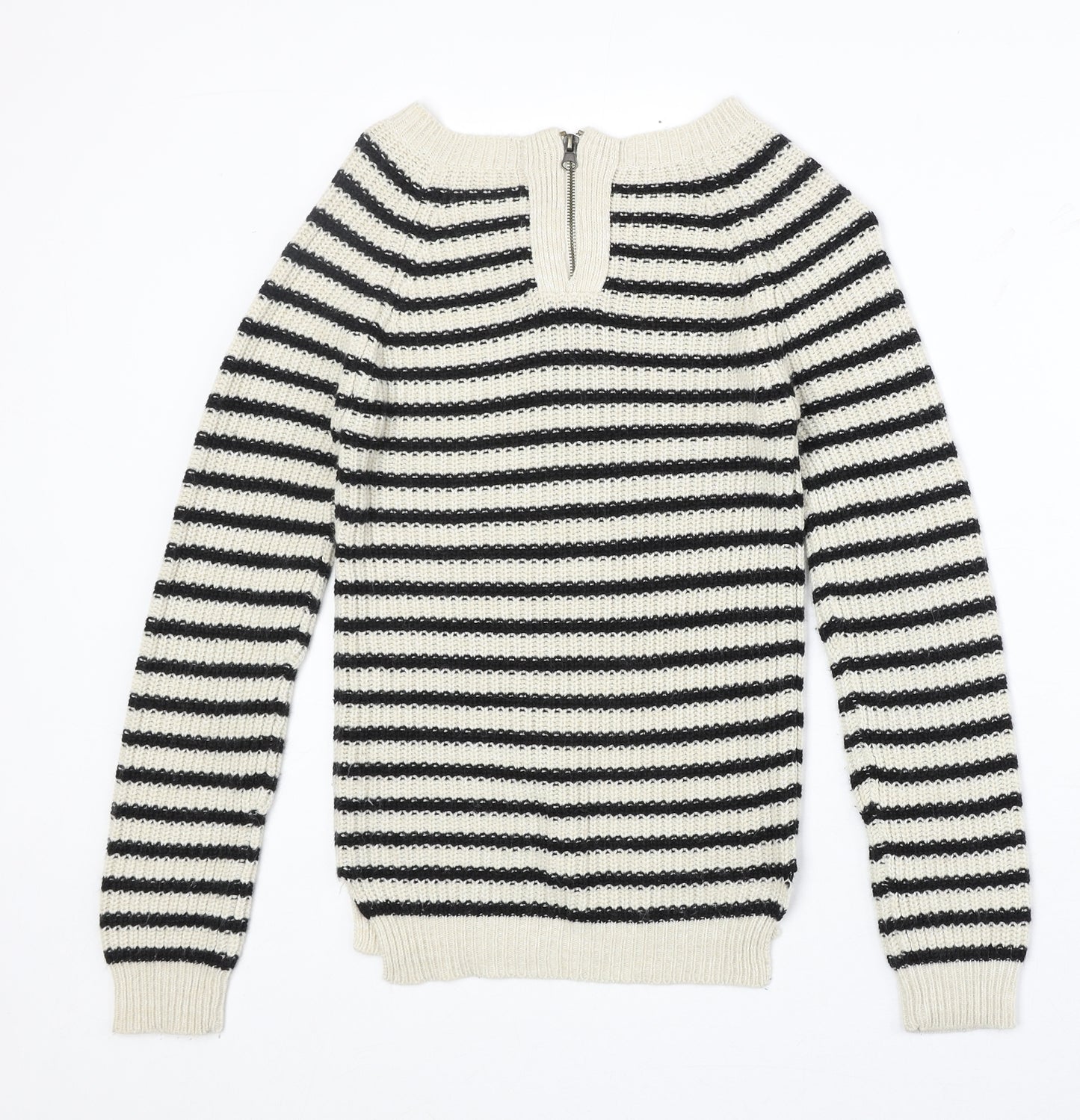 Atmosphere Womens Beige Boat Neck Striped Acrylic Pullover Jumper Size 8