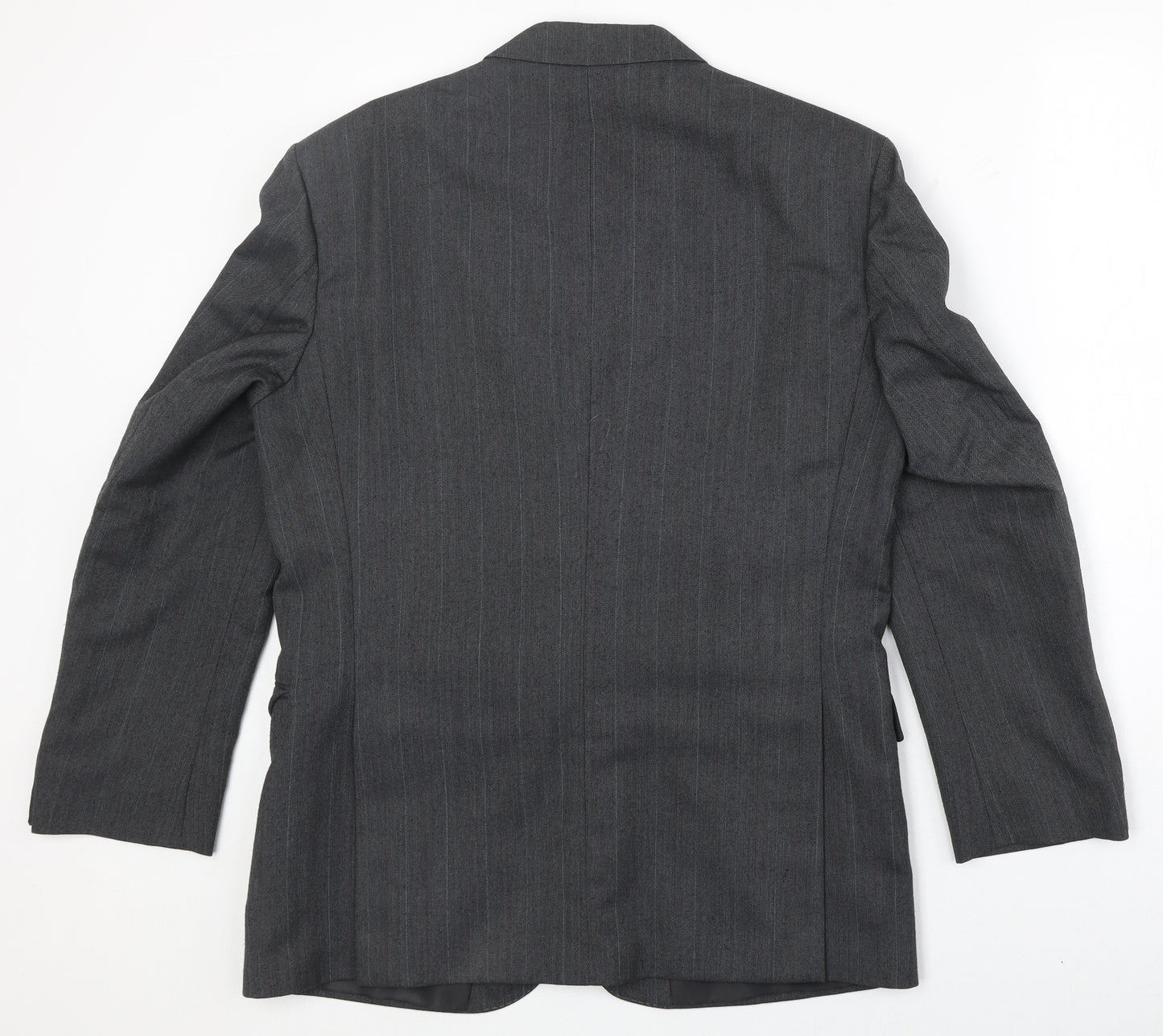 Sorvano Mens Grey Striped Polyester Jacket Suit Jacket Size 40 Regular