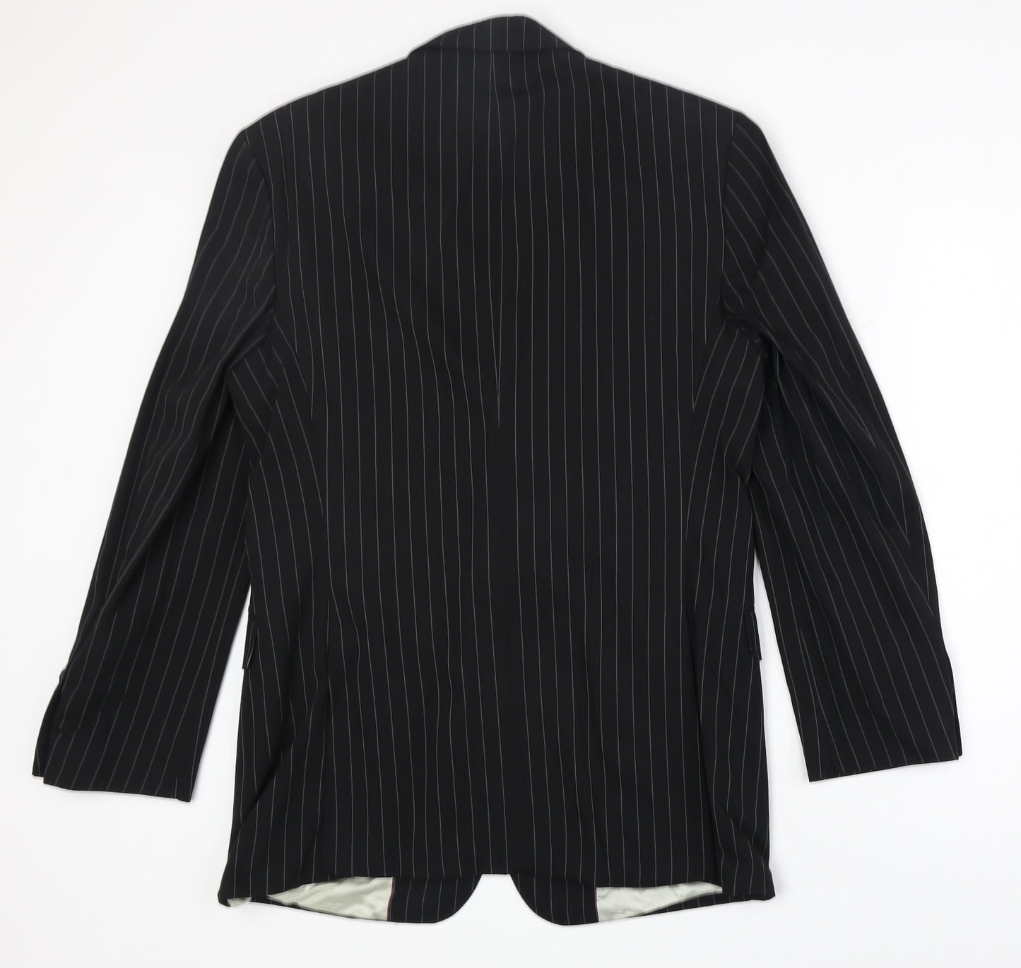 River Island Mens Black Striped Polyester Jacket Suit Jacket Size 40 Regular