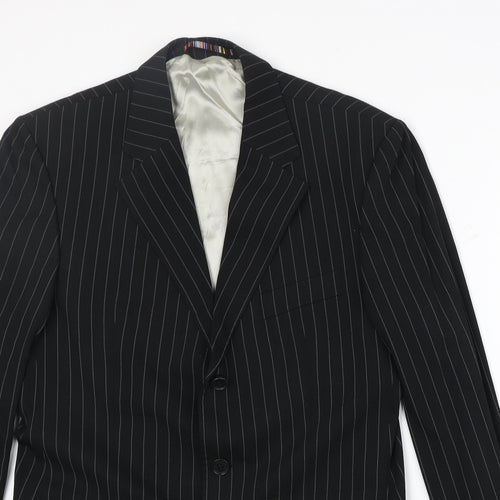 River Island Mens Black Striped Polyester Jacket Suit Jacket Size 40 Regular