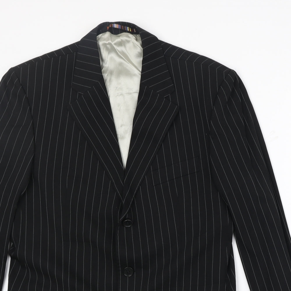 River Island Mens Black Striped Polyester Jacket Suit Jacket Size 40 Regular
