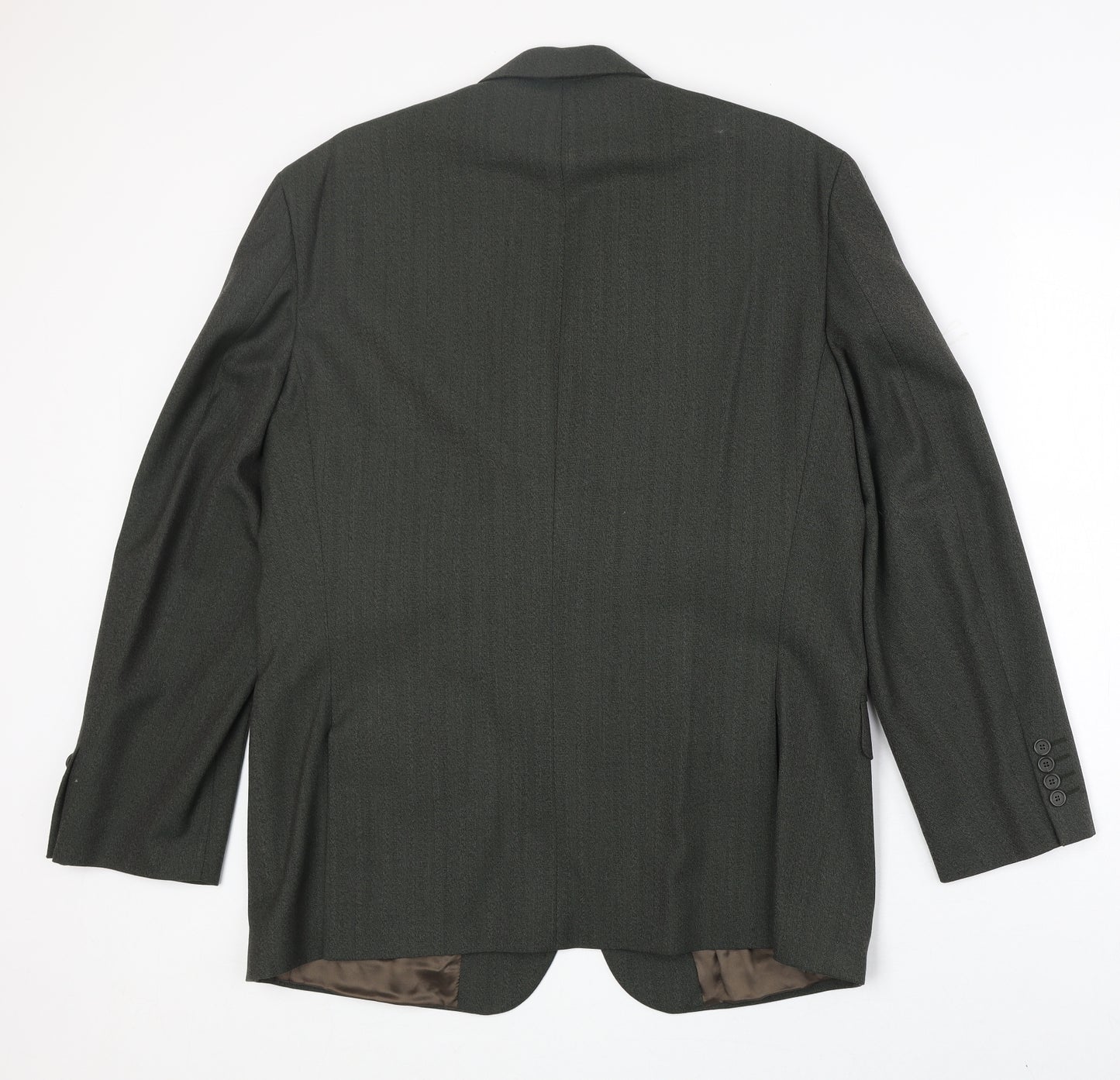 James Barry Mens Green Striped Polyester Jacket Suit Jacket Size 42 Regular