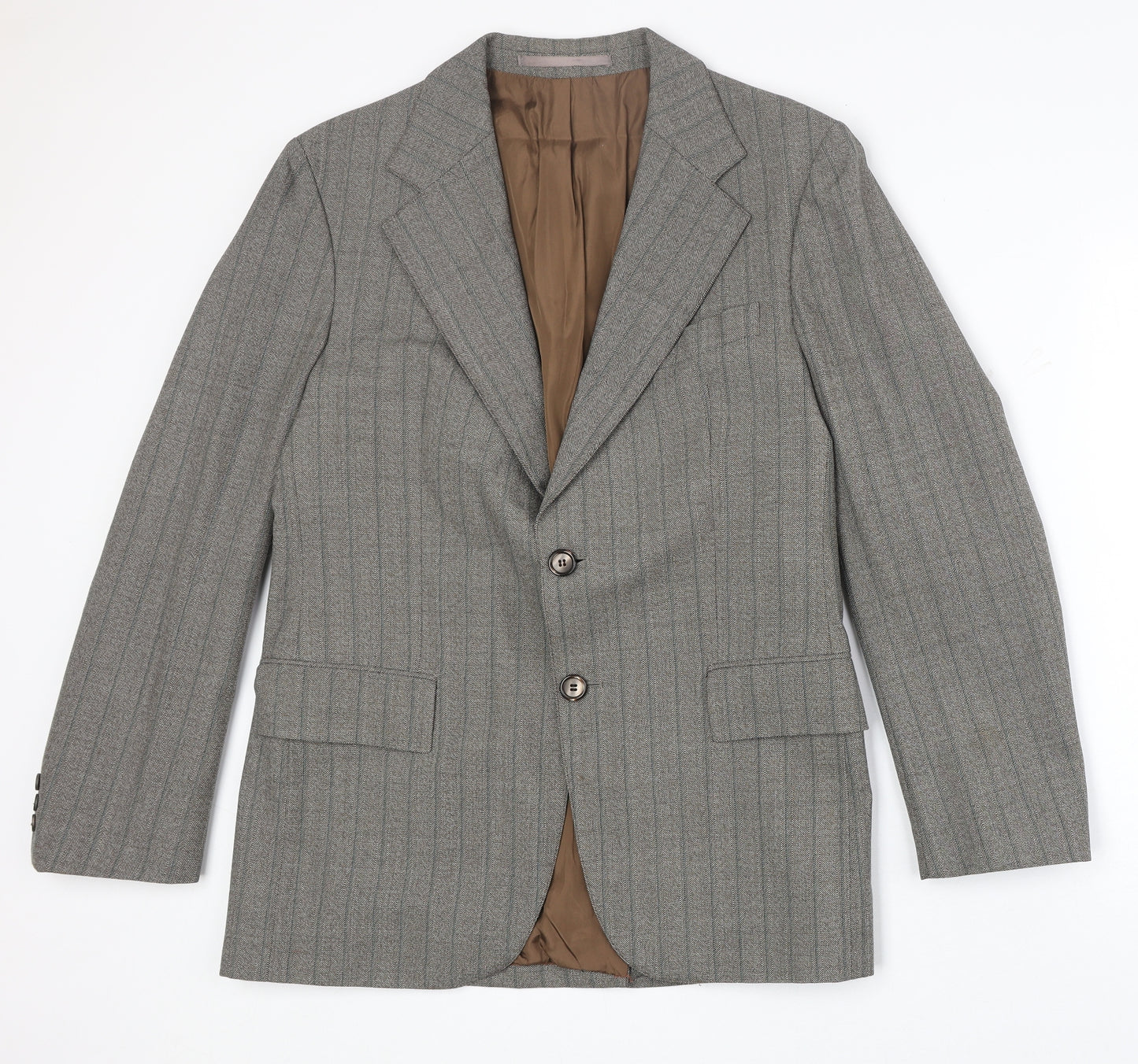 Marks and Spencer Mens Brown Striped Polyester Jacket Suit Jacket Size 42 Regular