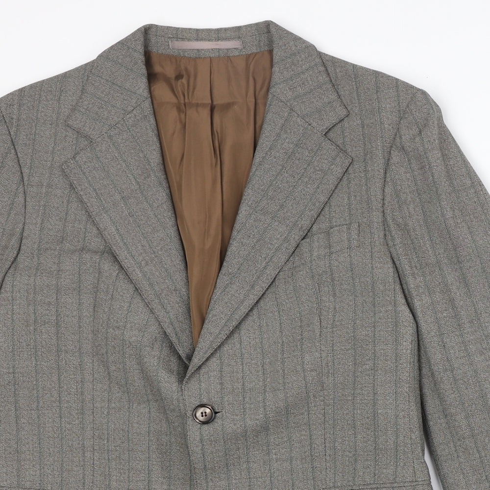 Marks and Spencer Mens Brown Striped Polyester Jacket Suit Jacket Size 42 Regular