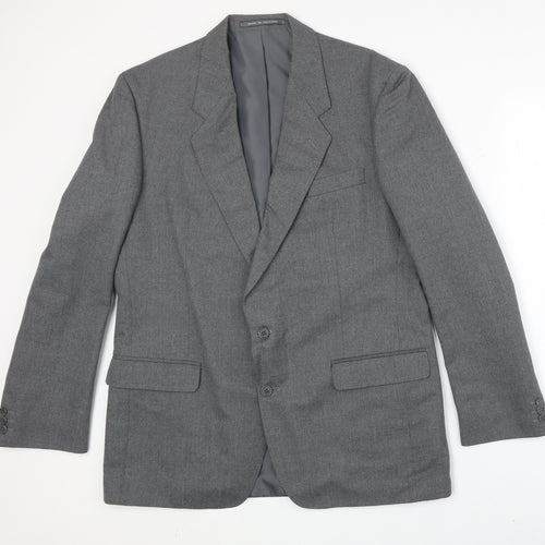 Pinstripe Mens Grey Polyester Jacket Suit Jacket Size 44 Regular