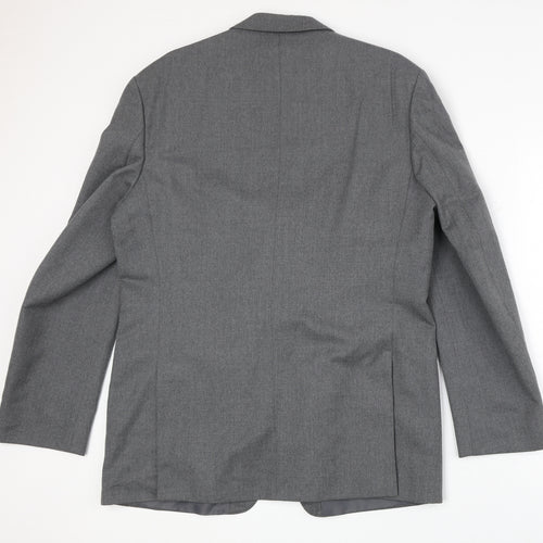 Pinstripe Mens Grey Polyester Jacket Suit Jacket Size 44 Regular