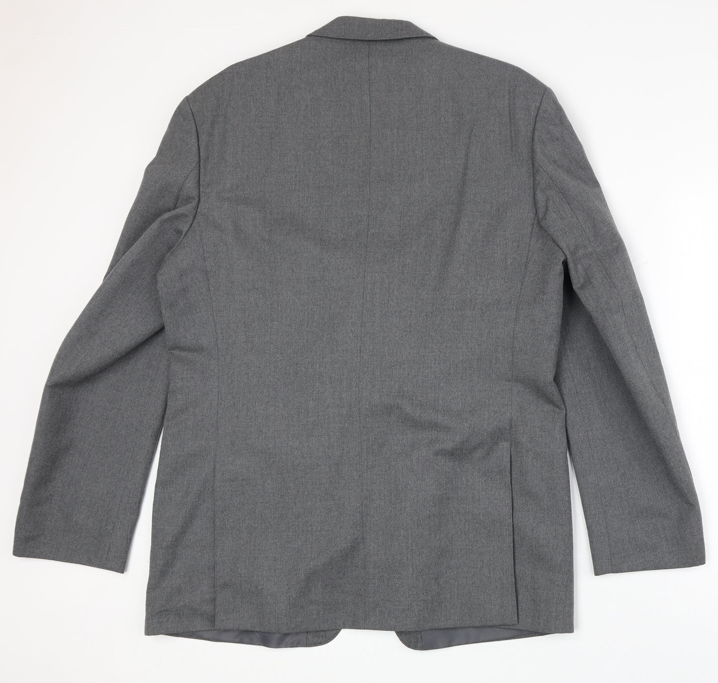 Pinstripe Mens Grey Polyester Jacket Suit Jacket Size 44 Regular