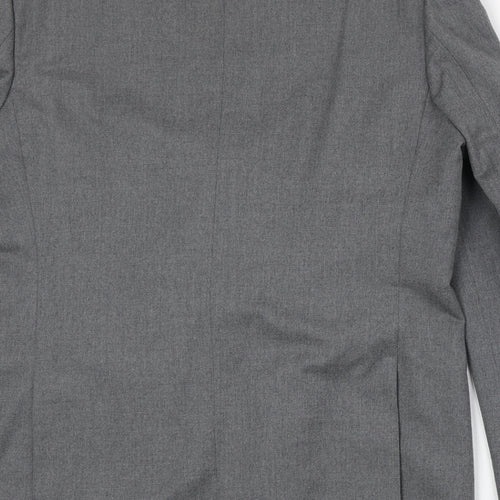 Pinstripe Mens Grey Polyester Jacket Suit Jacket Size 44 Regular