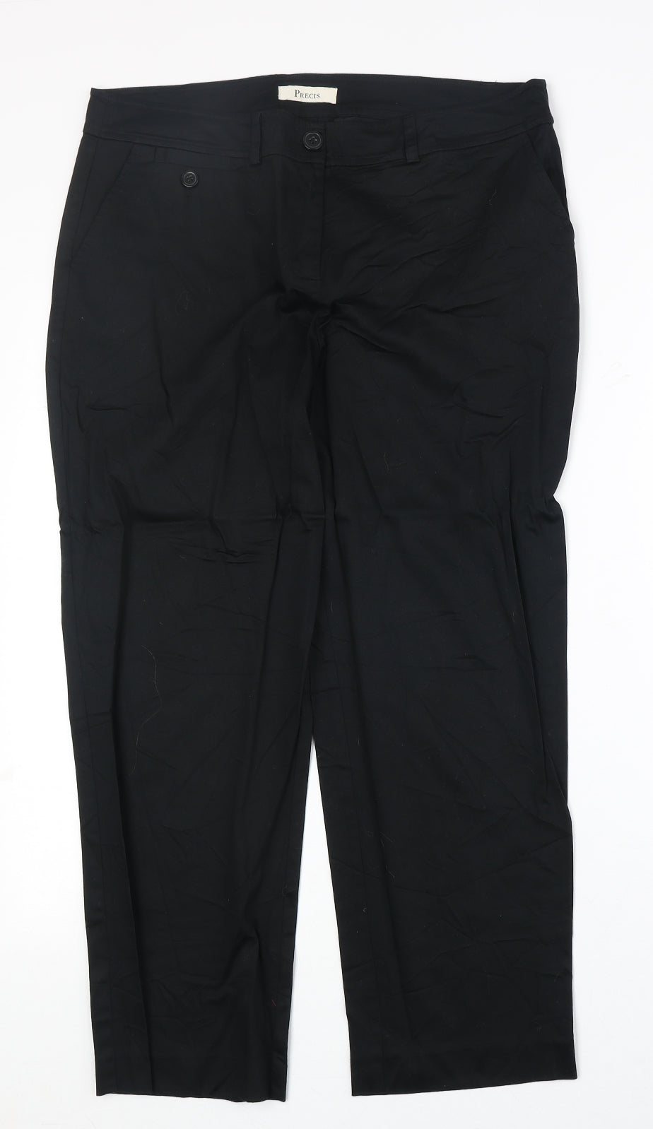 Precis Womens Black Cotton Chino Trousers Size 12 Regular Zip