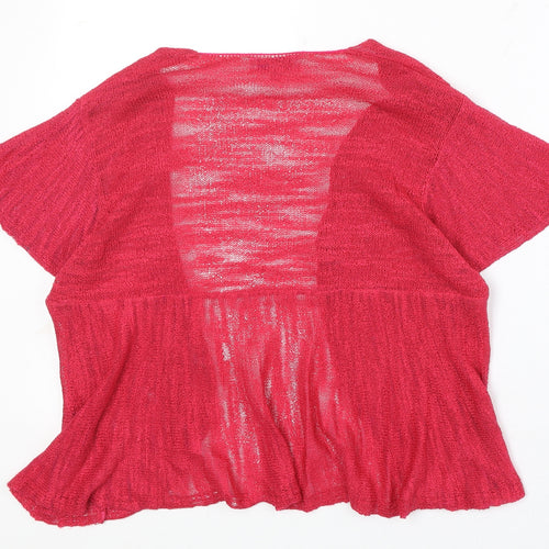 Marks and Spencer Womens Pink V-Neck Acrylic Cardigan Jumper Size 16
