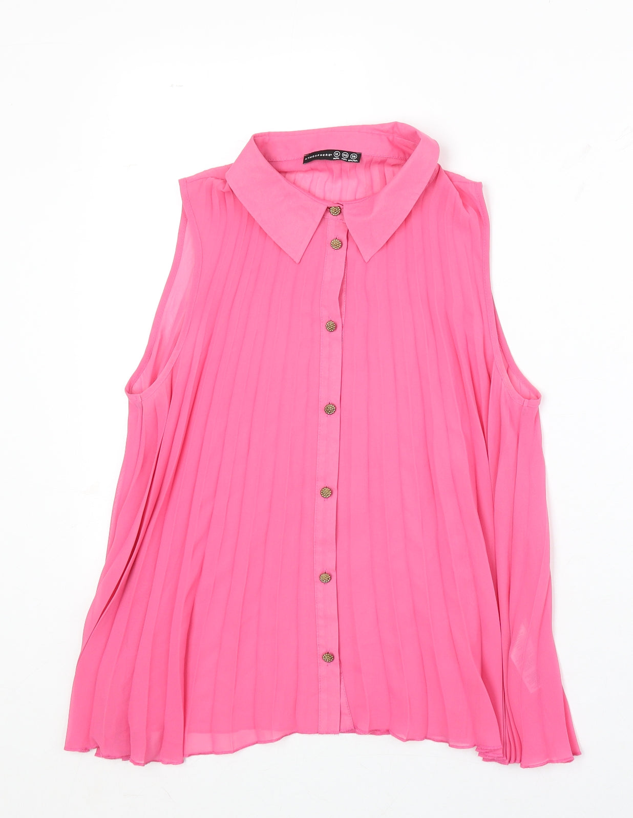 Atmosphere Womens Pink Polyester Basic Button-Up Size 12 Collared