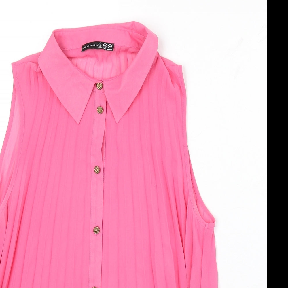 Atmosphere Womens Pink Polyester Basic Button-Up Size 12 Collared