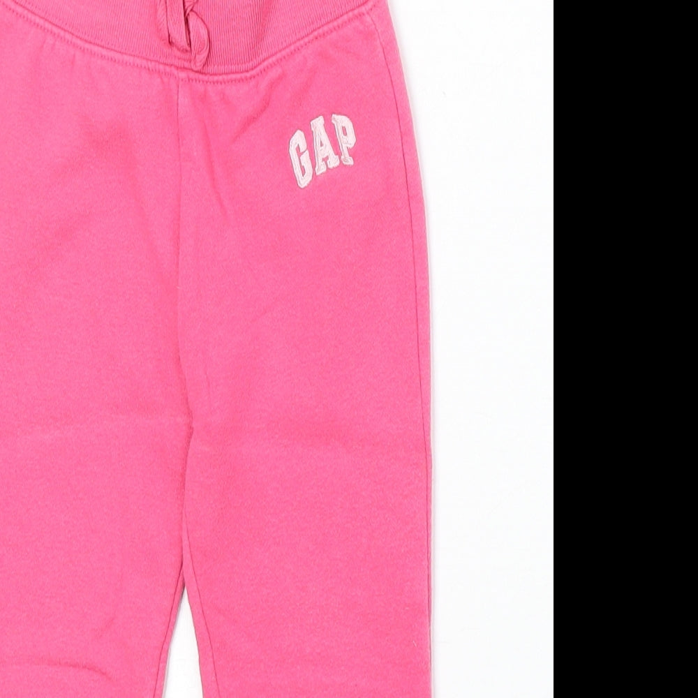 Gap Girls Pink Cotton Jogger Trousers Size 2 Years Regular Drawstring
