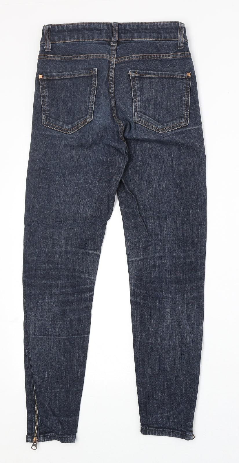 Preworn Womens Blue Cotton Straight Jeans Size 24 in Regular Zip