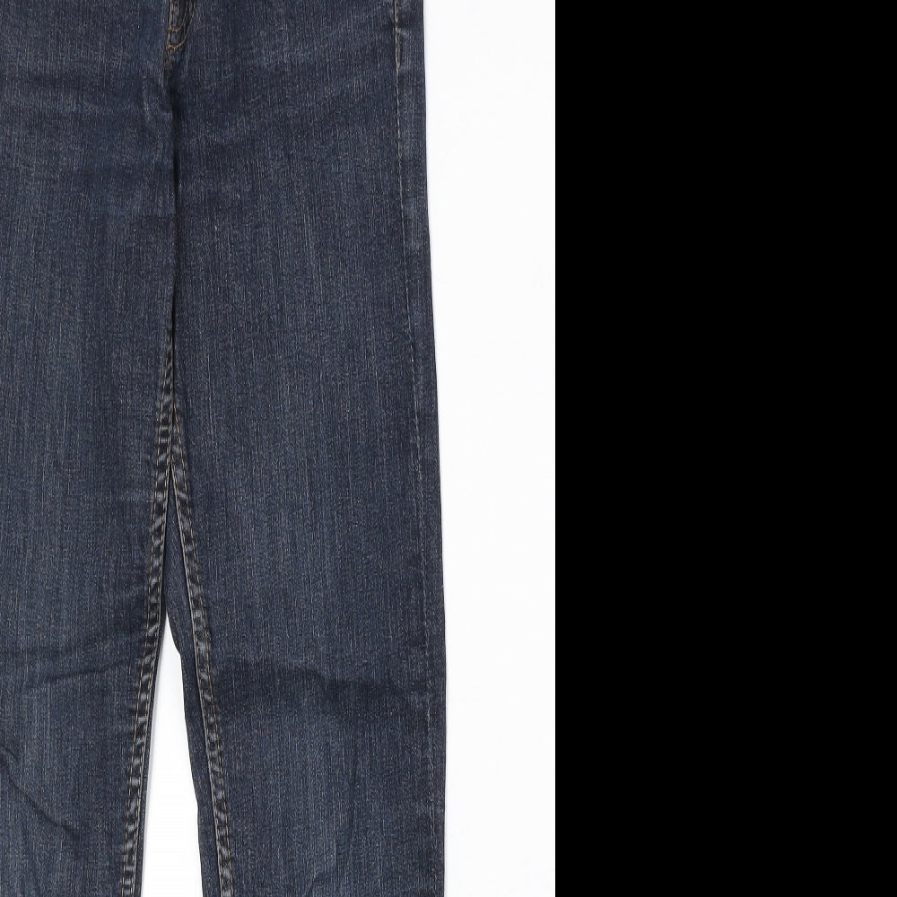 Preworn Womens Blue Cotton Straight Jeans Size 24 in Regular Zip