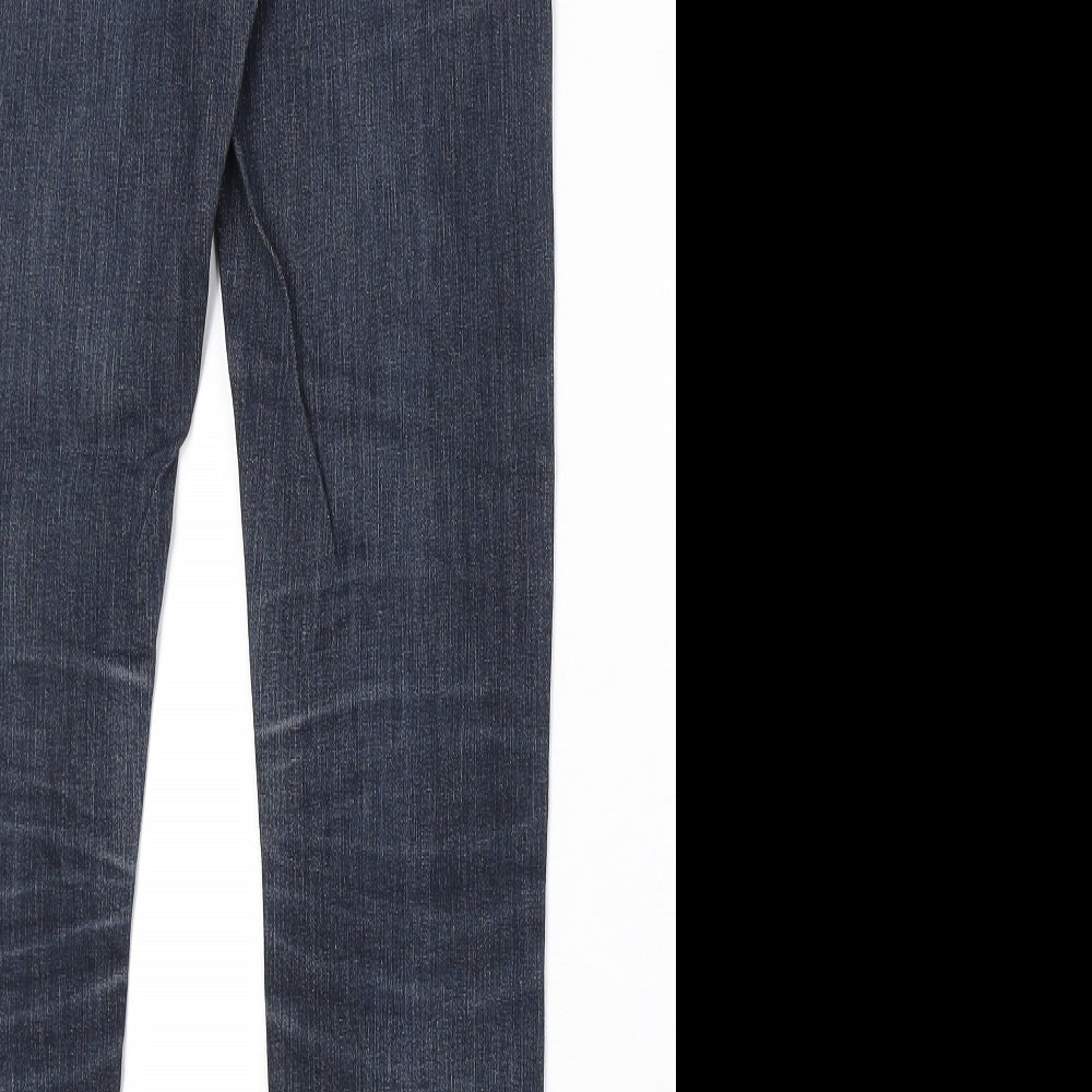 Preworn Womens Blue Cotton Straight Jeans Size 24 in Regular Zip