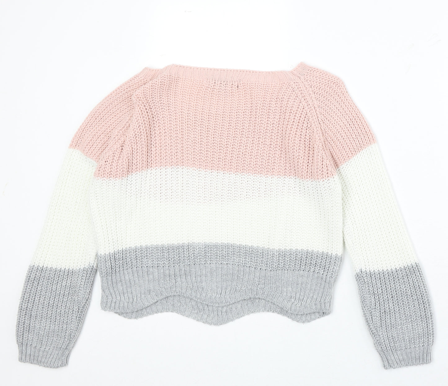 Cameo Rose Womens Multicoloured Boat Neck Striped Acrylic Pullover Jumper Size S