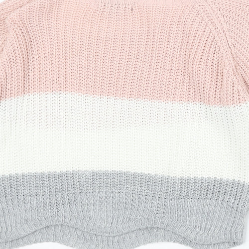 Cameo Rose Womens Multicoloured Boat Neck Striped Acrylic Pullover Jumper Size S