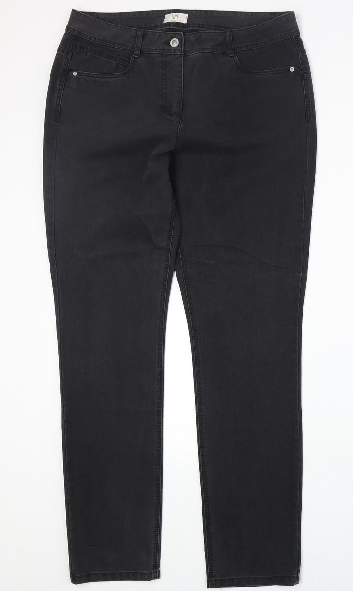 BAF Womens Black Cotton Straight Jeans Size 34 in Regular Zip