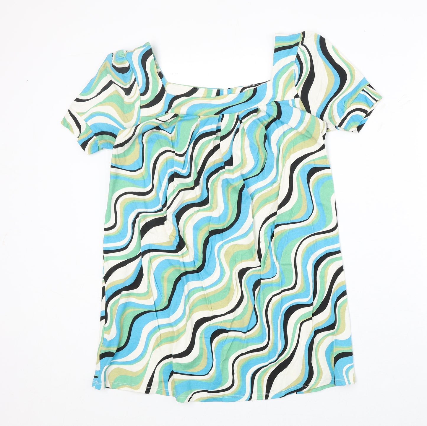 Papaya Womens Multicoloured Geometric Viscose Basic Blouse Size 8 Square Neck