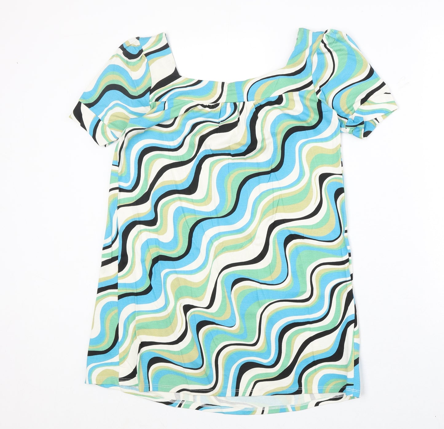 Papaya Womens Multicoloured Geometric Viscose Basic Blouse Size 8 Square Neck