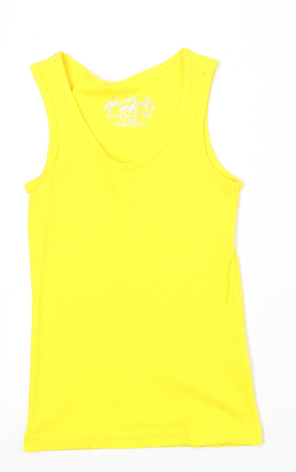 Young Dimension Girls Yellow 100% Cotton Basic Tank Size 9-10 Years Scoop Neck Pullover