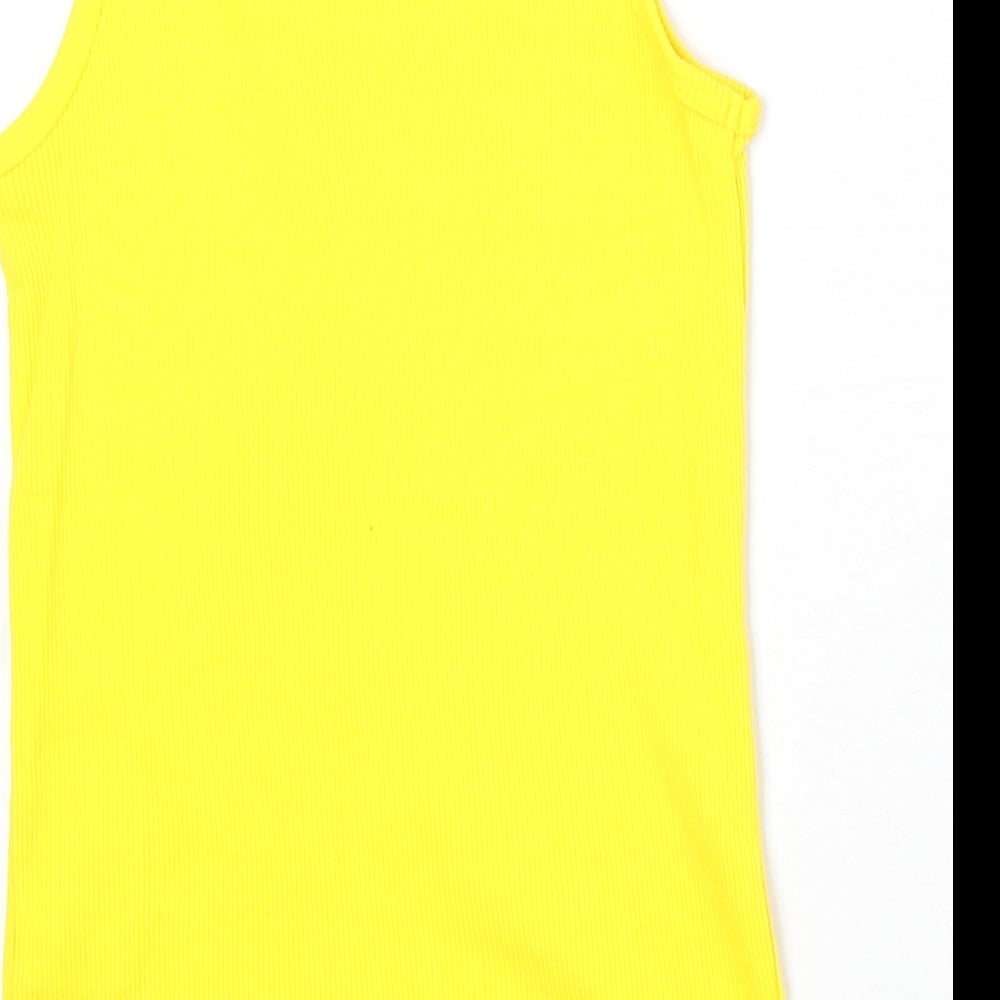 Young Dimension Girls Yellow 100% Cotton Basic Tank Size 9-10 Years Scoop Neck Pullover