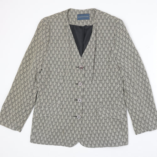 Debenhams Womens Beige Geometric Acetate Jacket Blazer Size 16