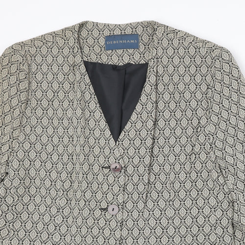 Debenhams Womens Beige Geometric Acetate Jacket Blazer Size 16