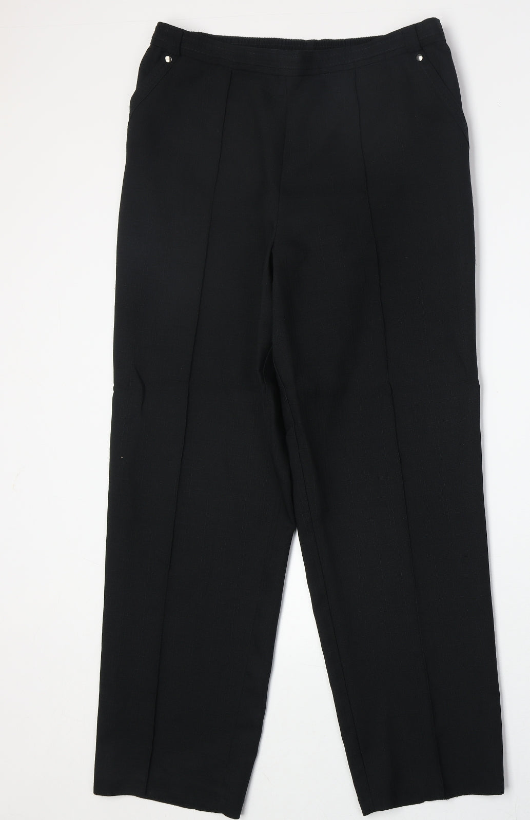 Marks and Spencer Womens Black Polyester Trousers Size 14 Regular