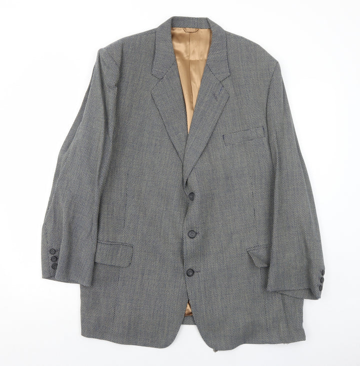 Bernard Gross Mens Grey Polyester Jacket Blazer Size 46 Regular