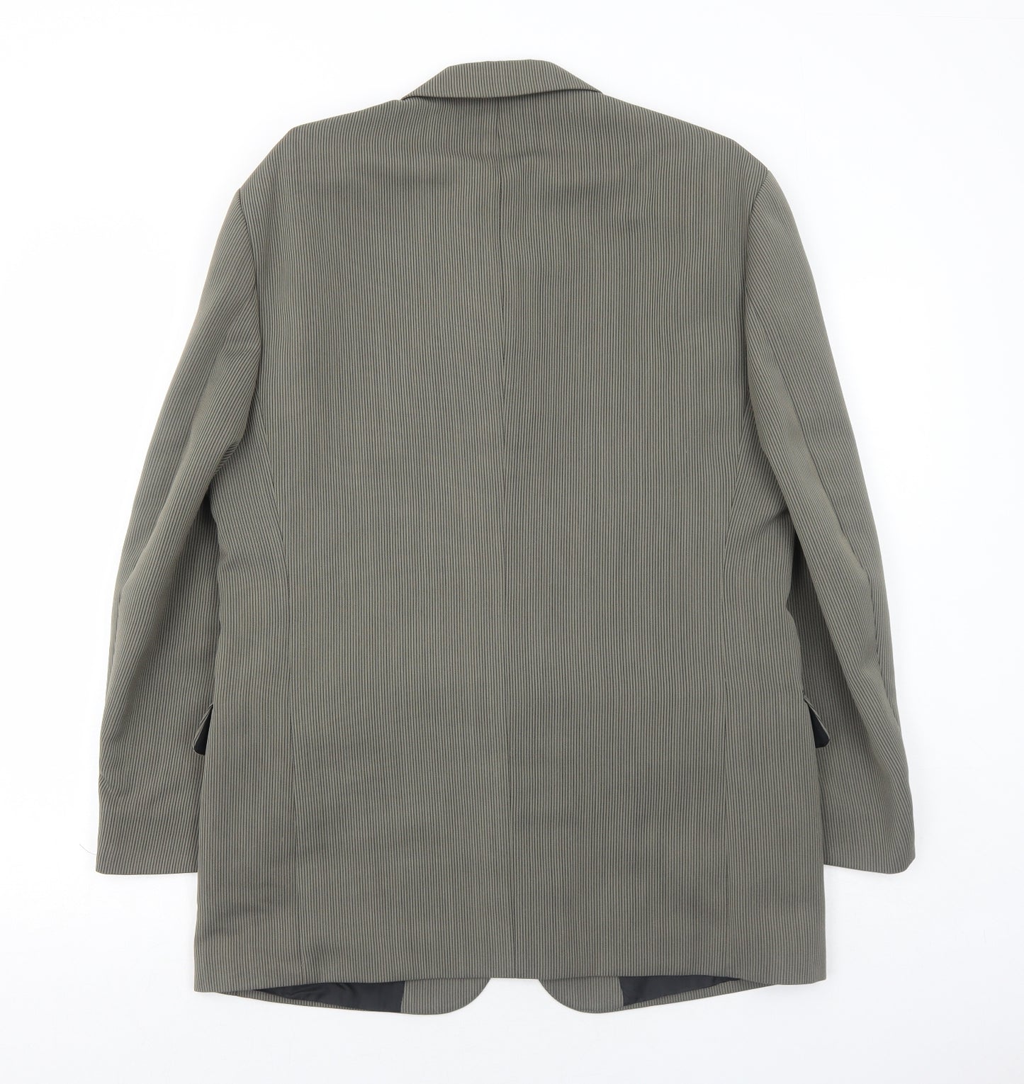 AW Trench Mens Grey Striped Polyester Jacket Blazer Size 42 Regular