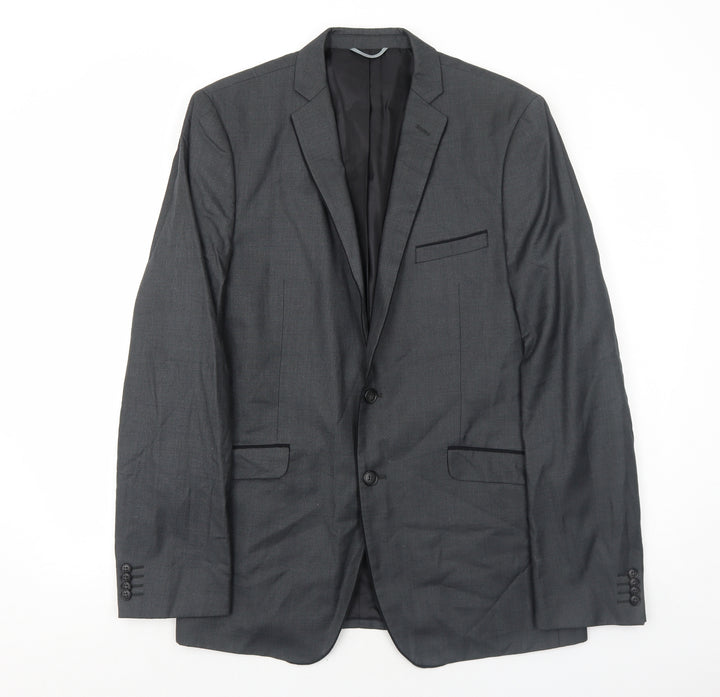 Burton Mens Grey Polyester Jacket Suit Jacket Size 42 Regular