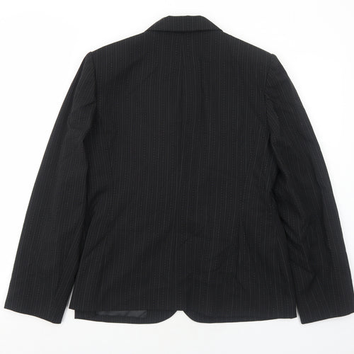 BHS Womens Black Striped Polyester Jacket Suit Jacket Size 16
