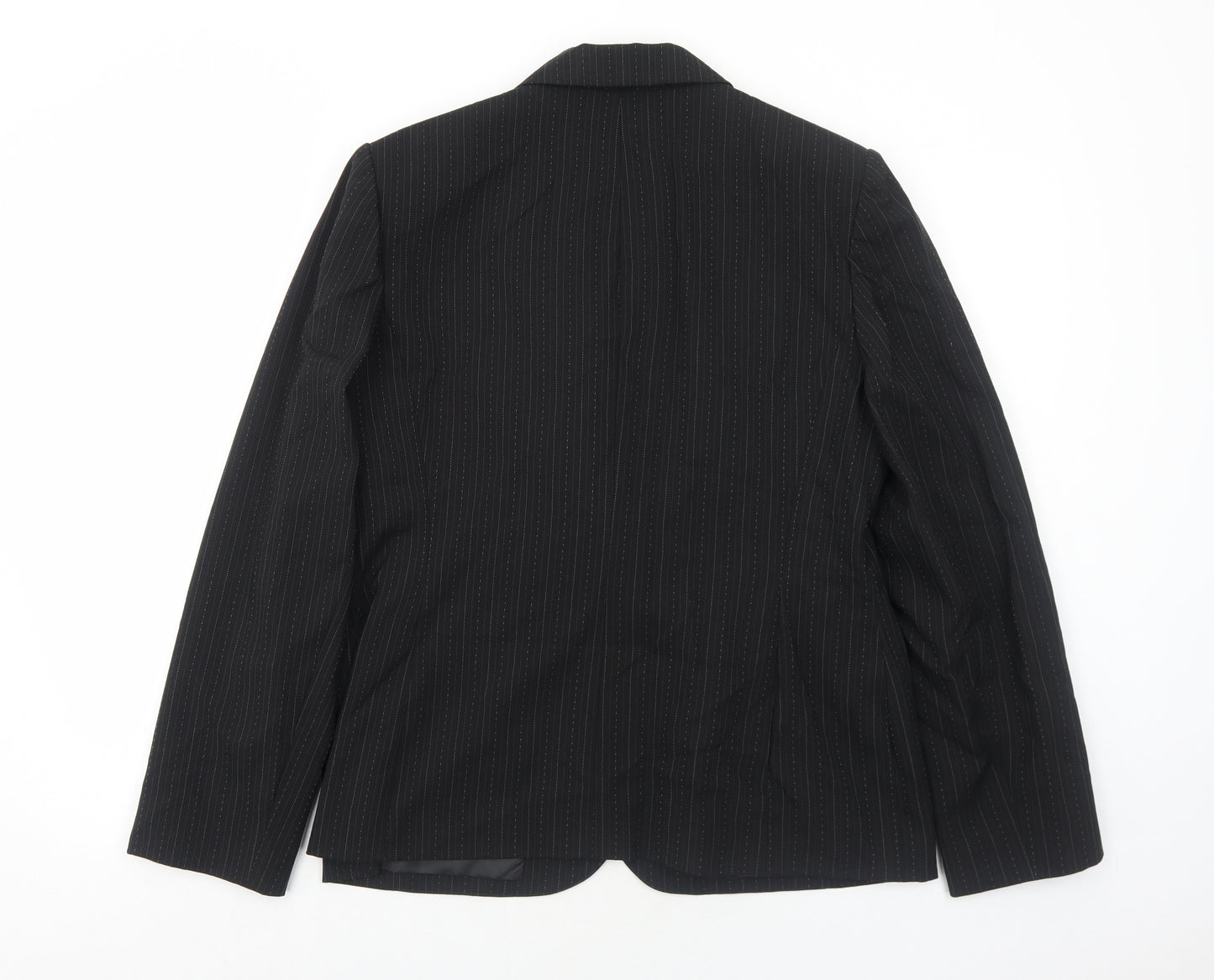 BHS Womens Black Striped Polyester Jacket Suit Jacket Size 16