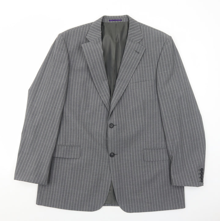 Taylor & Wright Mens Grey Striped Wool Jacket Suit Jacket Size 42 Regular