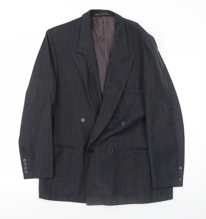 BHS Mens Grey Herringbone Polyester Jacket Suit Jacket Size 42 Regular