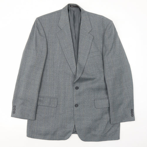 BHS Mens Grey Check Polyester Jacket Blazer Size 42 Regular