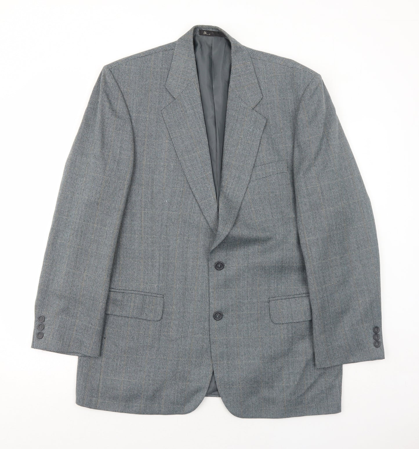 BHS Mens Grey Check Polyester Jacket Blazer Size 42 Regular