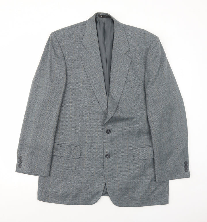 BHS Mens Grey Check Polyester Jacket Blazer Size 42 Regular