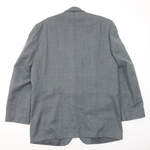 BHS Mens Grey Check Polyester Jacket Blazer Size 42 Regular