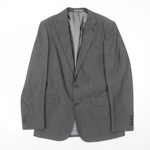 1860 Menswear Mens Grey Polyester Jacket Suit Jacket Size 38 Regular