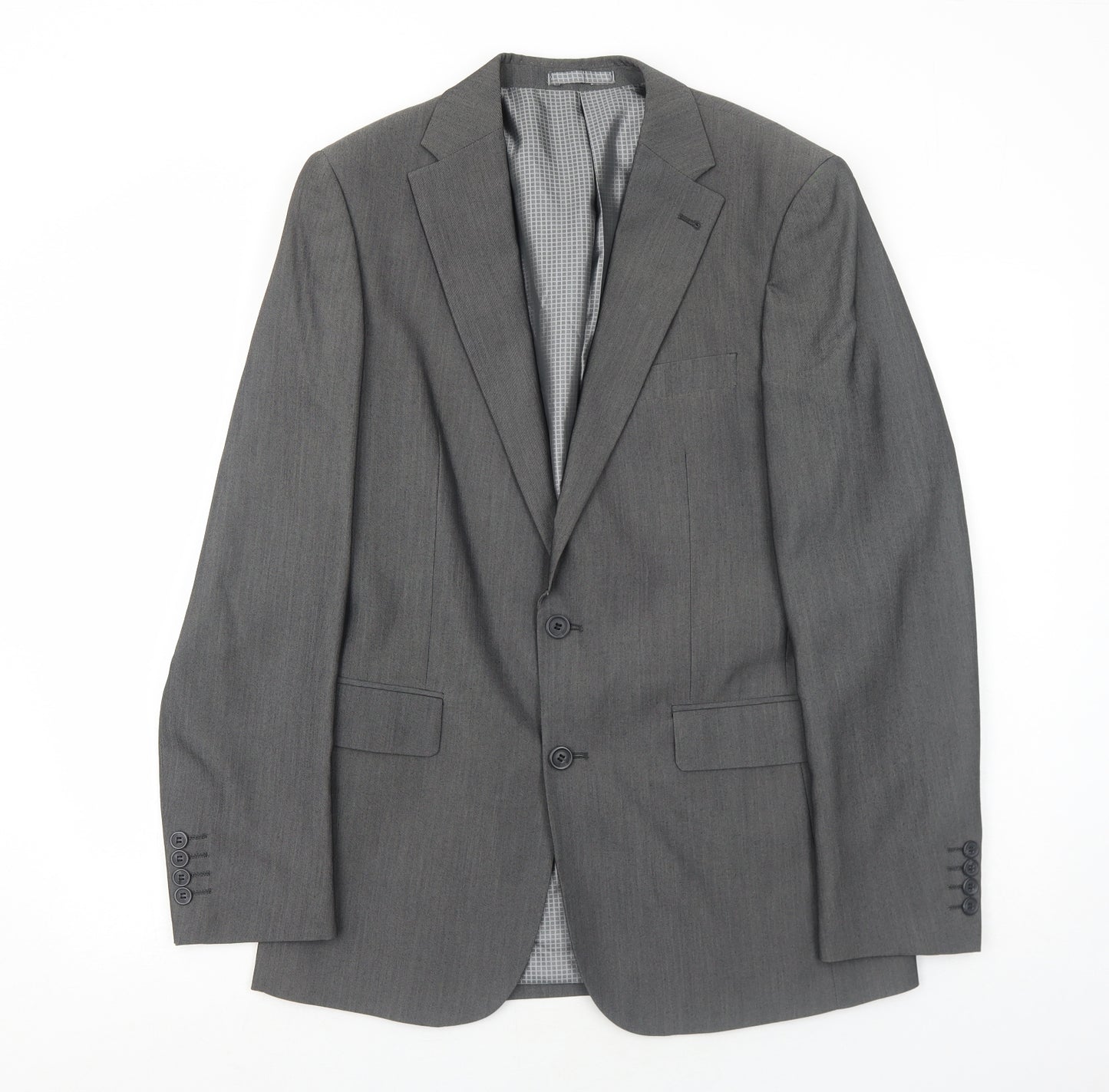 1860 Menswear Mens Grey Polyester Jacket Suit Jacket Size 38 Regular